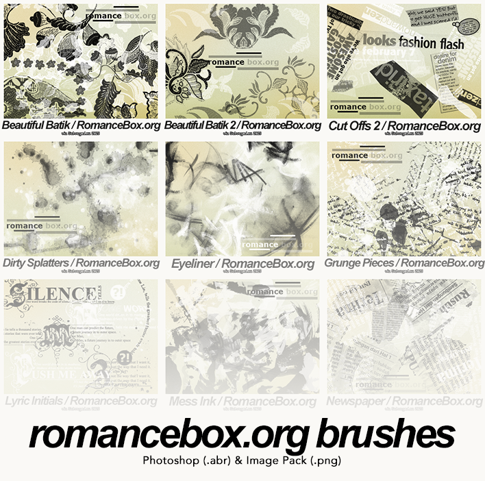 RomanceBox.org Brushes - Photoshop (.abr) & Image Pack (.png)
