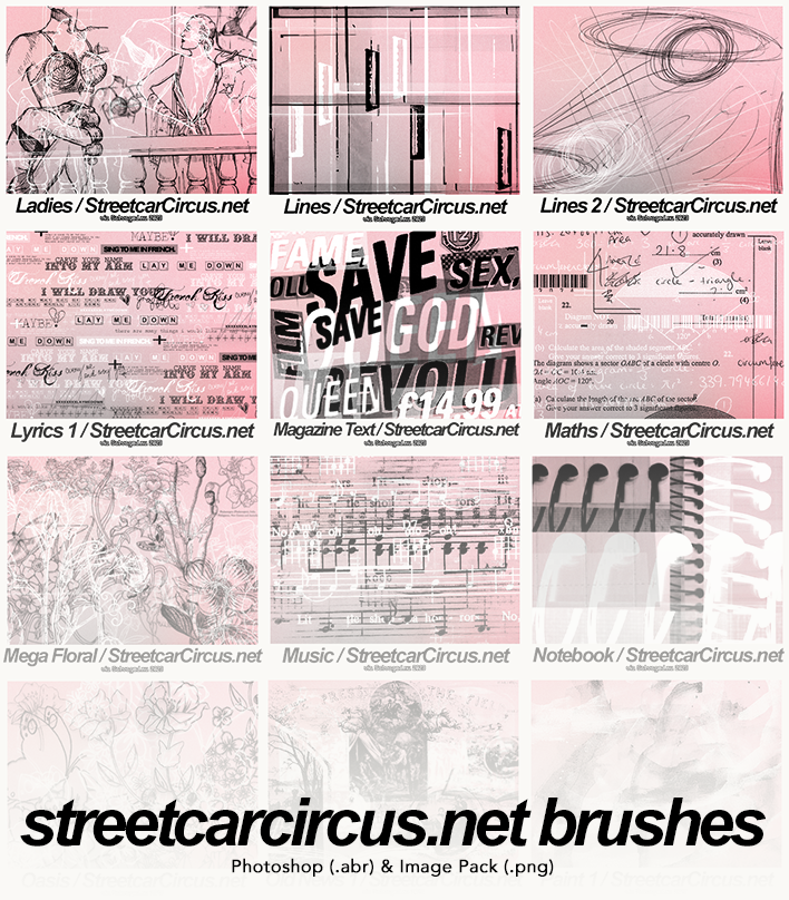 StreetcarCircus.net Brushes - Photoshop (.abr) & Image Pack (.png)