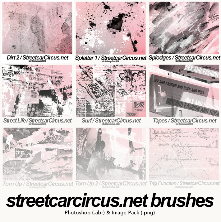 StreetcarCircus.net Brushes - Photoshop (.abr) & Image Pack (.jpeg, .png)