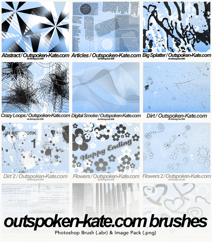 Outspoken-Kate.com Brushes - Photoshop Brush (.abr), & Image Pack (.png)