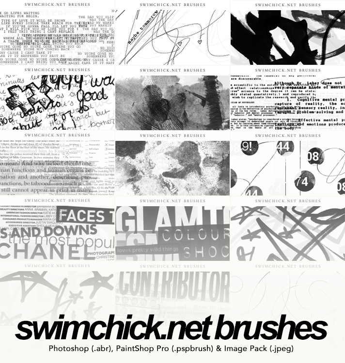 SwimChick.net Brushes - Photoshop Brush (.abr), PaintShop Pro brush (.pspbrush) & Image Pack (.jpeg)