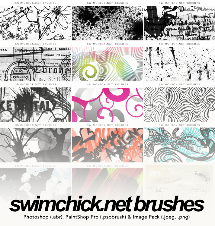 SwimChick.net Brushes - Photoshop Brush (.abr), PaintShop Pro brush (.pspbrush) & Image Pack (.jpeg & .png)